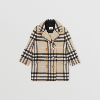Shop Burberry Check Wool Blend Tailored Coat In Pale Sand
