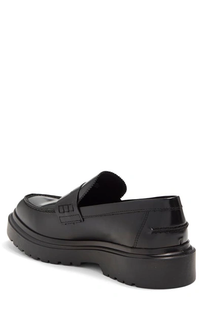 Shop Karl Lagerfeld Lug Sole Penny Loafer In Black