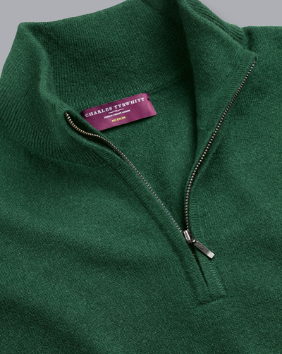 Shop Charles Tyrwhitt Men's  Zip Neck Sweater In Green