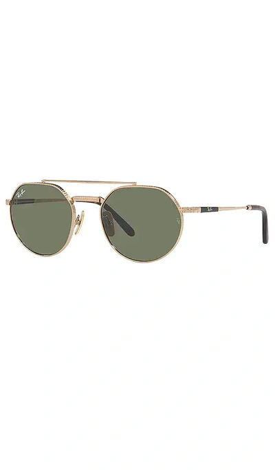 Ray Ban Jack Ii Titanium Sunglasses Gold Frame Green Lenses 53-20 In Arista & Green