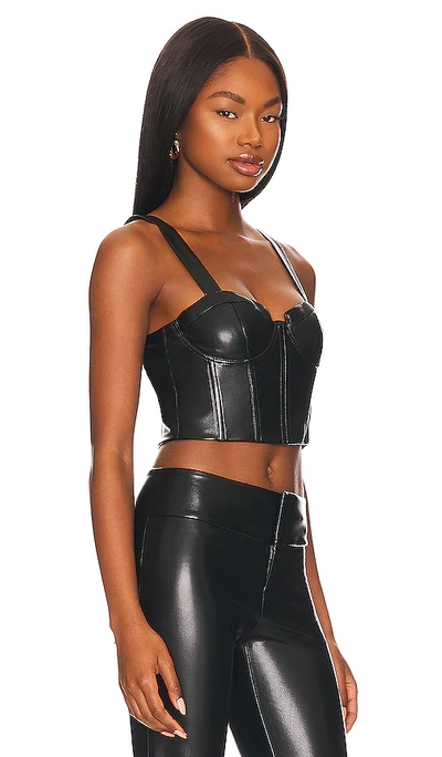 Shop Alice And Olivia Jeanna Faux Leather Bustier In Black