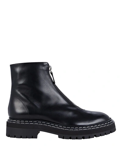 Shop Proenza Schouler Zip-front Leather Ankle Boots In Black