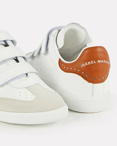 Shop Isabel Marant Beth Velcro Strap Leather Sneakers In Beige