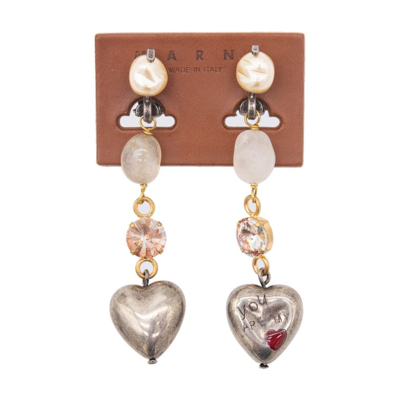 Shop Marni Gemstone Detailed Drop Earrings In Multi