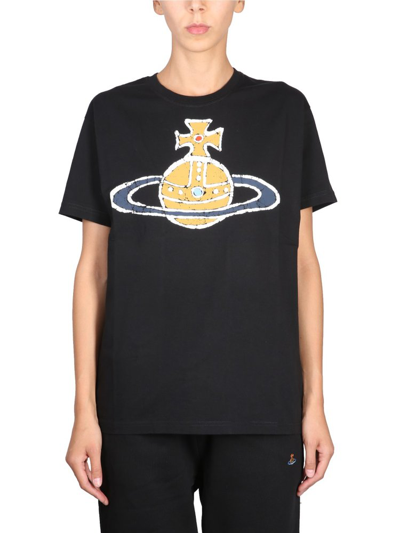 Shop Vivienne Westwood Printed Crewneck T In Black