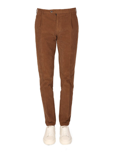 Shop Lardini Straight Leg Ribbed Pants In Brown