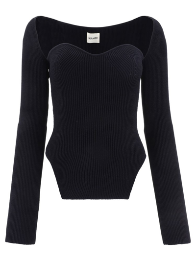 Shop Khaite Maddy Sweetheart Neck Knitted Top In Black