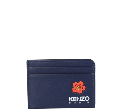 Shop Kenzo Logo Printed Cardholder In Blue