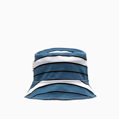 Shop Marni Logo Patch Striped Bucket Hat In Multi