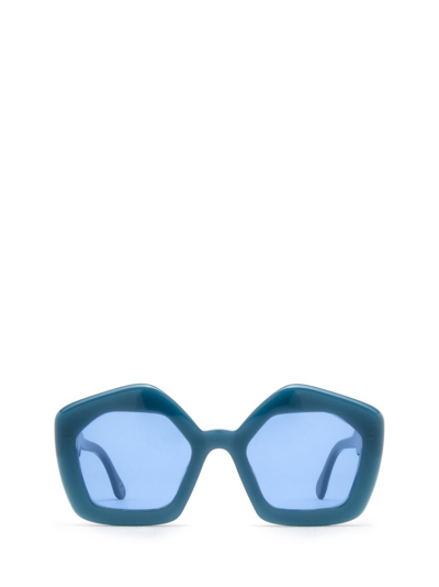 Shop Marni Eyewear Pentagon Frame Sunglasses In Blue