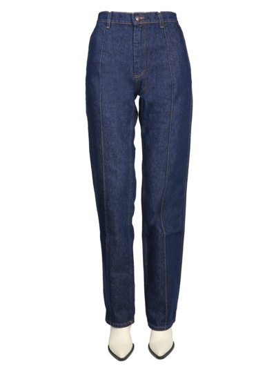 Shop Magda Butrym Straight Leg Denim Jeans In Blue