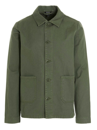 Shop Apc A.p.c. Buttoned Shirt Jacket In Green