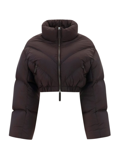 Shop Khaite Farine Cropped Puffer Jacket In Brown