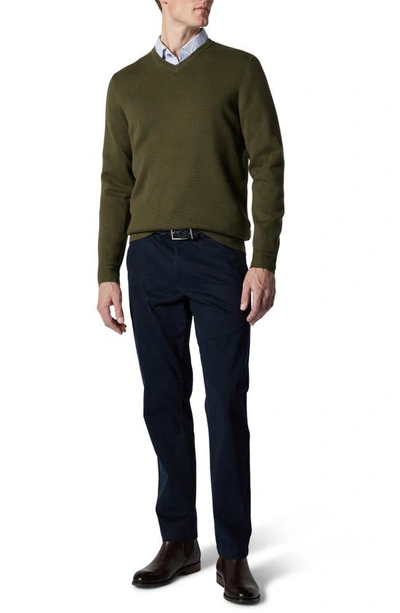 Shop Rodd & Gunn Kelvin Grove Solid Supima® Cotton V-neck Sweater In Olive