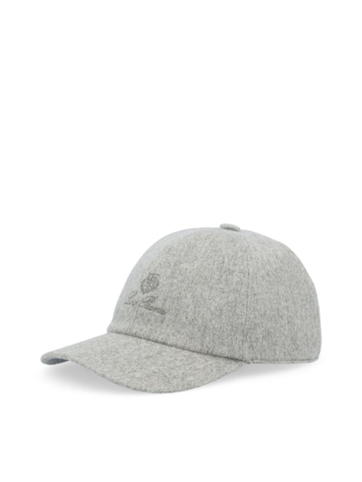 Shop Loro Piana Logo Embroidered Baseball Cap In Grey