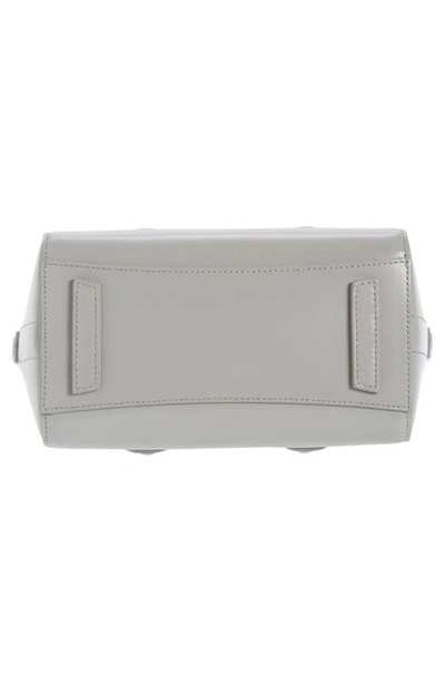Shop Givenchy Mini Antigona Lock Leather Satchel In 030-med Grey