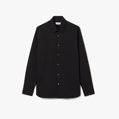 Lacoste Men's Slim Fit Stretch Poplin Shirt - 17 - 43 In Black