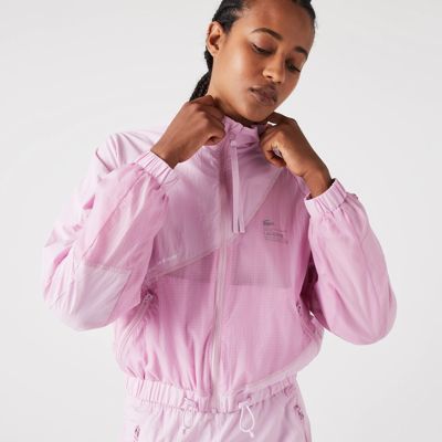 Lacoste Women's Mesh Lined Nylon Jacket - 44 In Pink | ModeSens