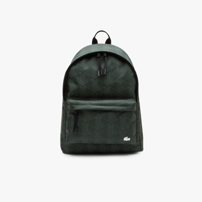 Shop Lacoste Unisex Reflective Monogram Print Backpack - One Size In Green