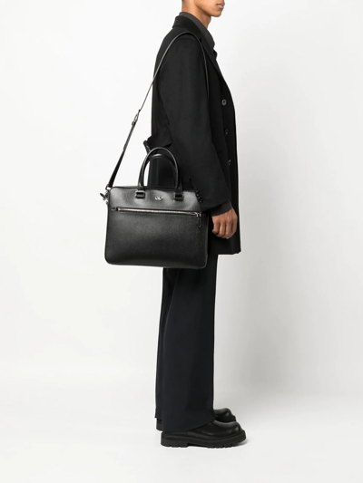 Ferragamo Revival Gancini Leather Briefcase In Schwarz