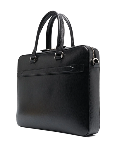 Ferragamo Revival Gancini Leather Briefcase In Schwarz