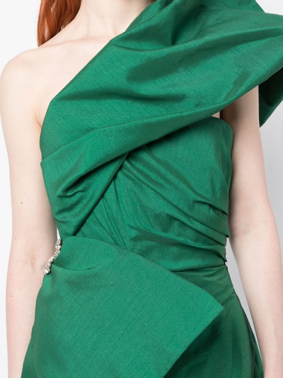 Rachel Gilbert Archer Asymmetric Neck Gown In Green