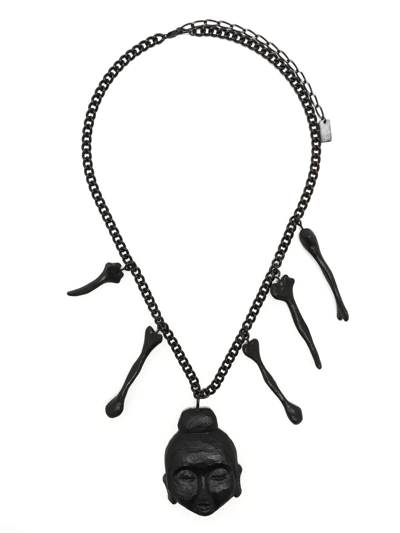 Shop Yohji Yamamoto Bodhisativa Pendant Necklace In Schwarz