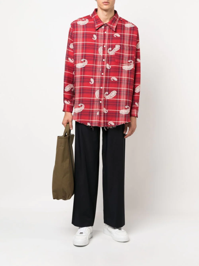 Shop 424 Paisley-print Flannel Shirt In Rot