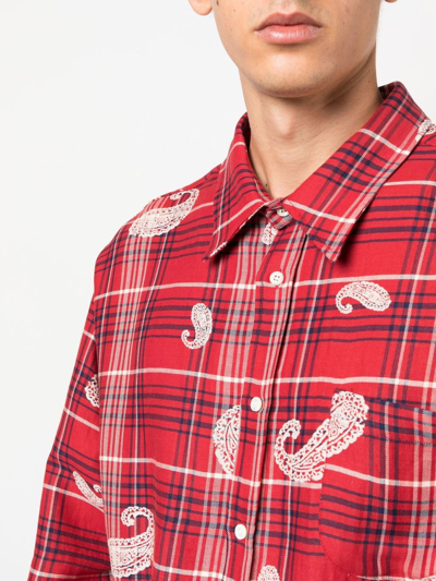 Shop 424 Paisley-print Flannel Shirt In Rot