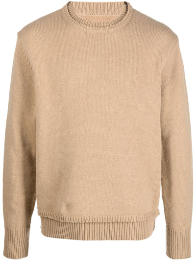 Shop Maison Margiela Elbow-patch Knitted Jumper In Nude