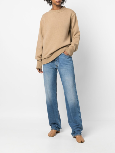 Shop Maison Margiela Elbow-patch Knitted Jumper In Nude