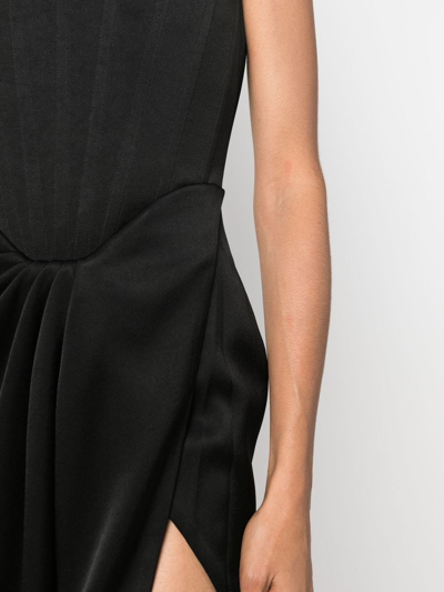Shop Alex Perry Ledger Strapless Draped Gown In Schwarz