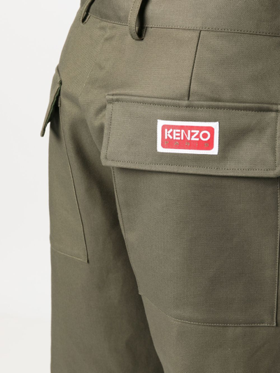Shop Kenzo Straight-leg Cargo Trousers In Grün