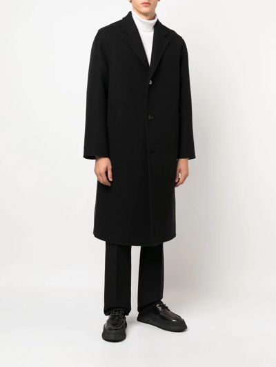 Jil Sander Semi-lined Double-breasted Virgin Wool Coat In Black