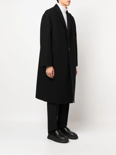 Jil Sander Semi-lined Double-breasted Virgin Wool Coat In Black