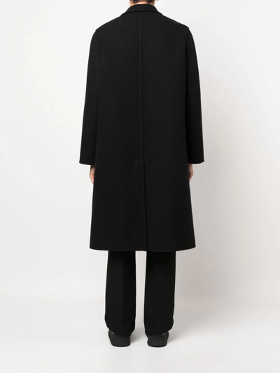 Jil Sander Semi-lined Double-breasted Virgin Wool Coat In Black