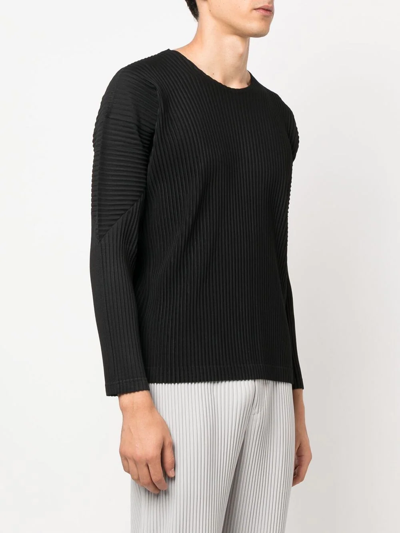 Shop Issey Miyake Pleated-effect Long-sleeve Sweatshirt In Schwarz