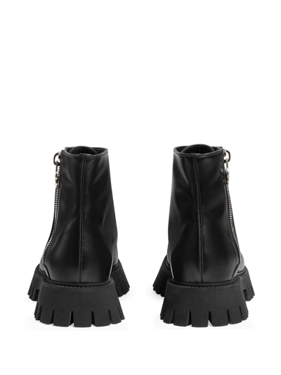 Shop Gucci Chunky Zip-up Leather Boots In Schwarz