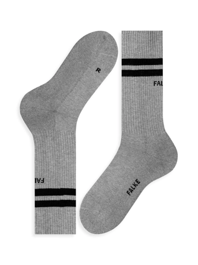 Shop Falke Men's Neon Logo Stripe Socks In Light Grey