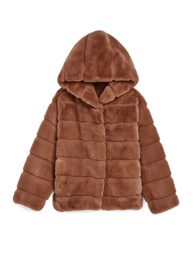 Shop Apparis Little Girl's & Girl's Goldie Faux Fur Jacket In Camel