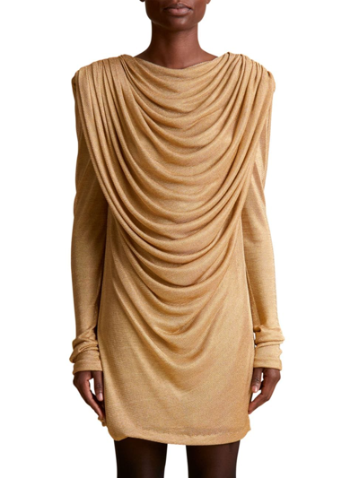 Shop Khaite Women's Taiden Draped Mini Dress In Gold