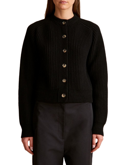 Shop Khaite Women's Michaela Cropped Cashmere Cardigan In Black
