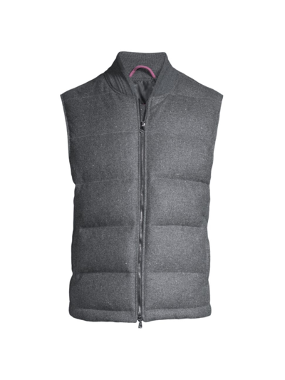 Shop Isaia Men's Cashmere & Silk Puffer Vest In Grey