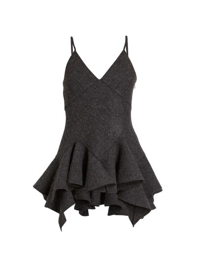 Shop Givenchy Women's Frill Wool Top In Charcoal