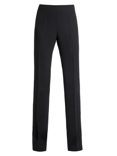 Shop Santorelli Lia Pleated Straight-leg Trousers In Black