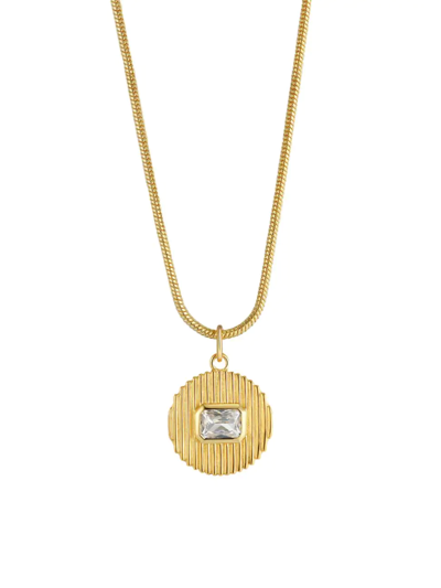 Shop Luv Aj Women's Le Signe 14k-gold-plated & Cubic Zirconia Pendant Necklace