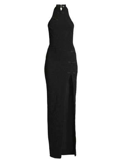 Shop Sau Lee Women's Desiree Halter Gown In Black