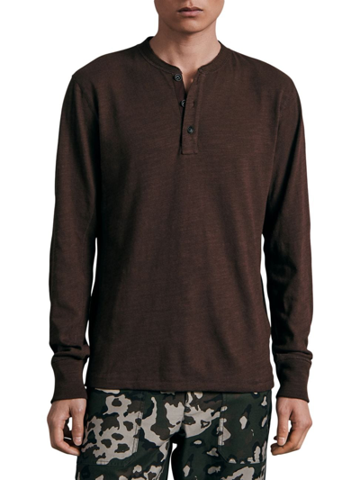 Shop Rag & Bone Men's Classic Flame Henley Shirt In Military Olive