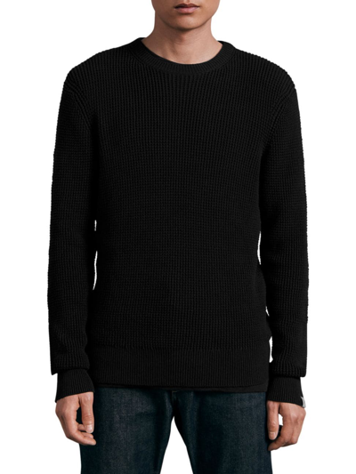 Shop Rag & Bone Men's Icons Dexter Waffled Crewneck Sweater In Black