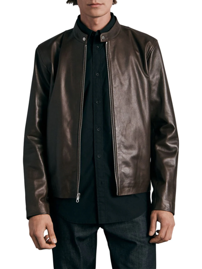Shop Rag & Bone Men's Icons Archive Cafe Racer Leather Jacket In Brown